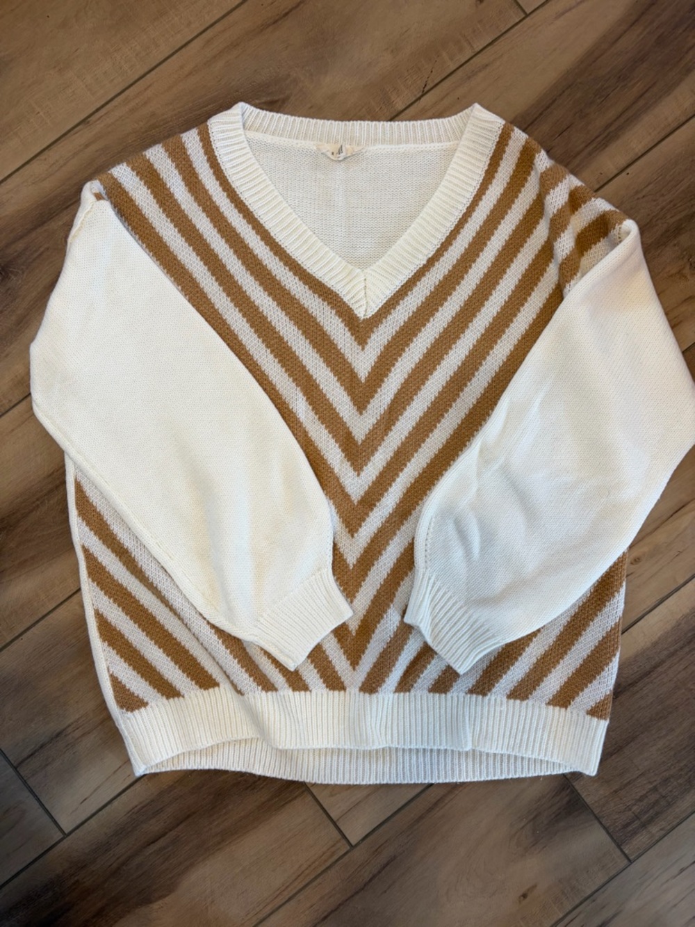 Promesa Cream Ribbed Knit Sweater